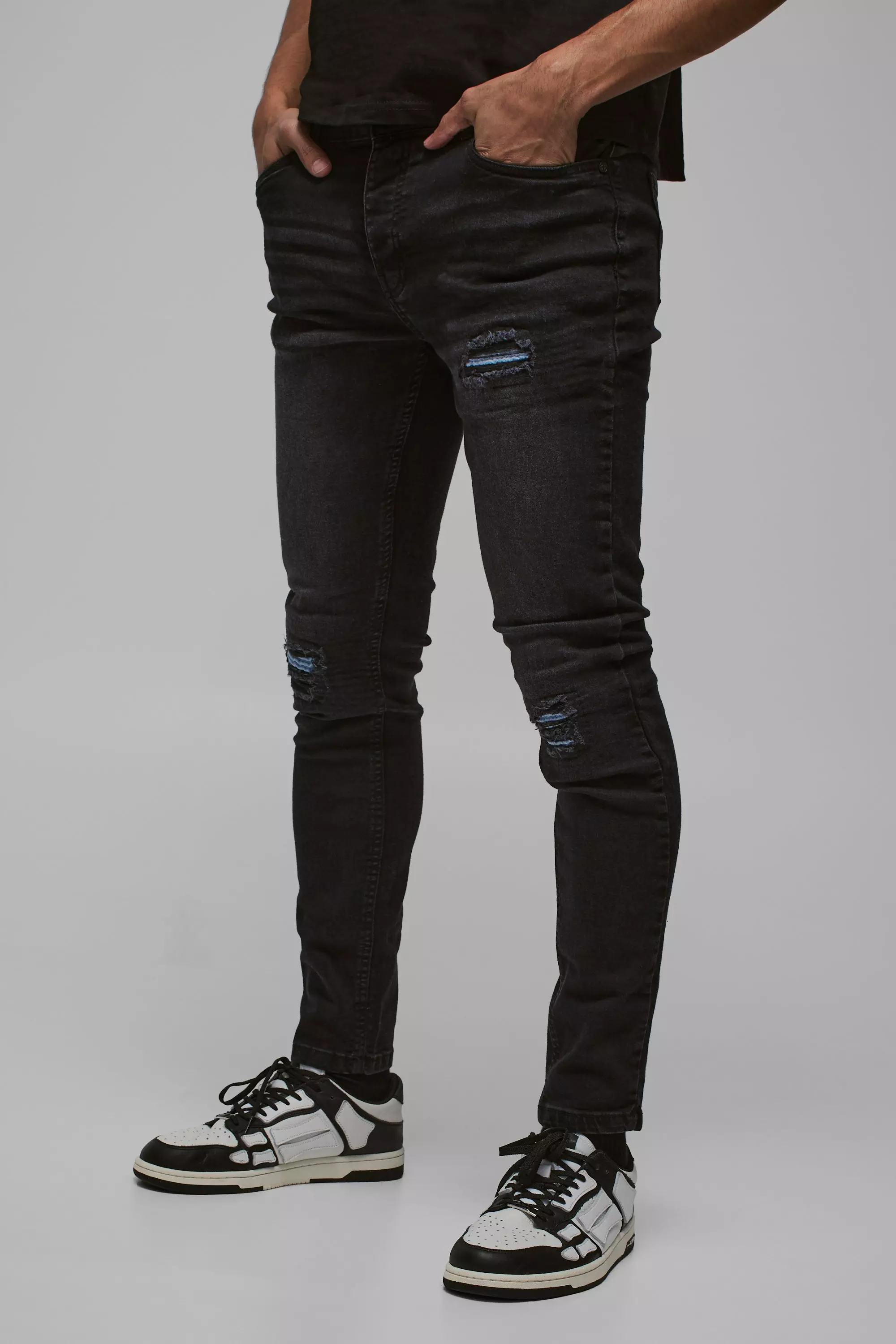 Black Distressed Biker cheapest Jeans